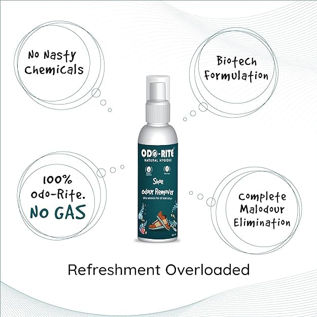 ODO-RITE Shoe Odour Remover- 200ml | For Shoe & Socks, Gym kit, Laundry Basket, Sweat T-Shirt, Shoe bag, yoga mat & Shoe rack smell remover |Shoe Spray Deodorizer