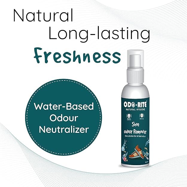 ODO-RITE Shoe Odour Remover- 200ml | For Shoe & Socks, Gym kit, Laundry Basket, Sweat T-Shirt, Shoe bag, yoga mat & Shoe rack smell remover |Shoe Spray Deodorizer