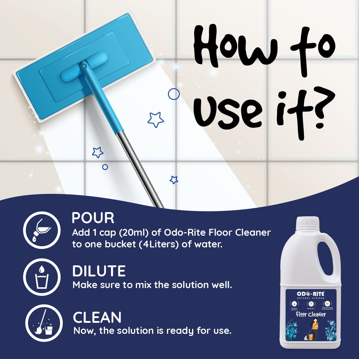ODO-RITE natural floor cleaner (1 Ltr) works on all surfaces Bio technological based chemical free Child and pet safe floor cleaner (1 Litre) (1 Litre)
