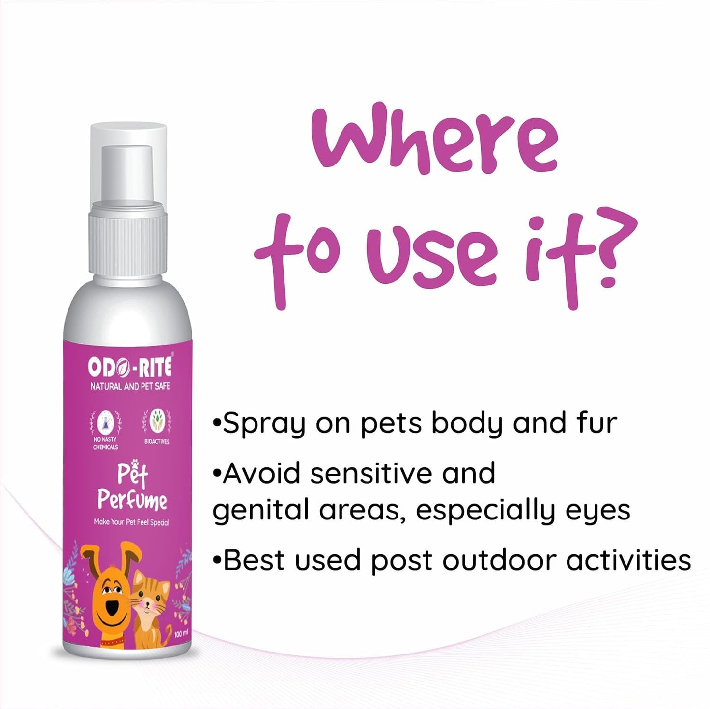 ODO-RITE PET Perfume 200ML / pet safe/For Dogs & Cats/skin safe/Bio-Technological/Natural & safe/Starts working in 30 seconds. (200 ml (Pack of 1)