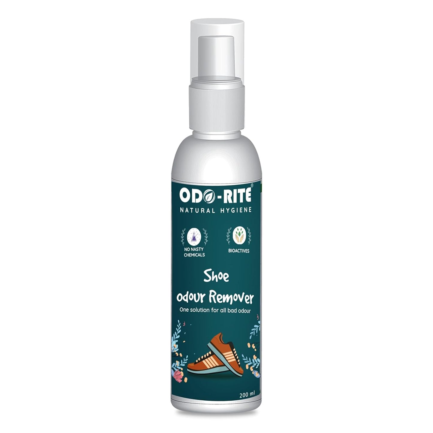 ODO-RITE Shoe Odour Remover- 200ml | For Shoe & Socks, Gym kit, Laundry Basket, Sweat T-Shirt, Shoe bag, yoga mat & Shoe rack smell remover |Shoe Spray Deodorizer