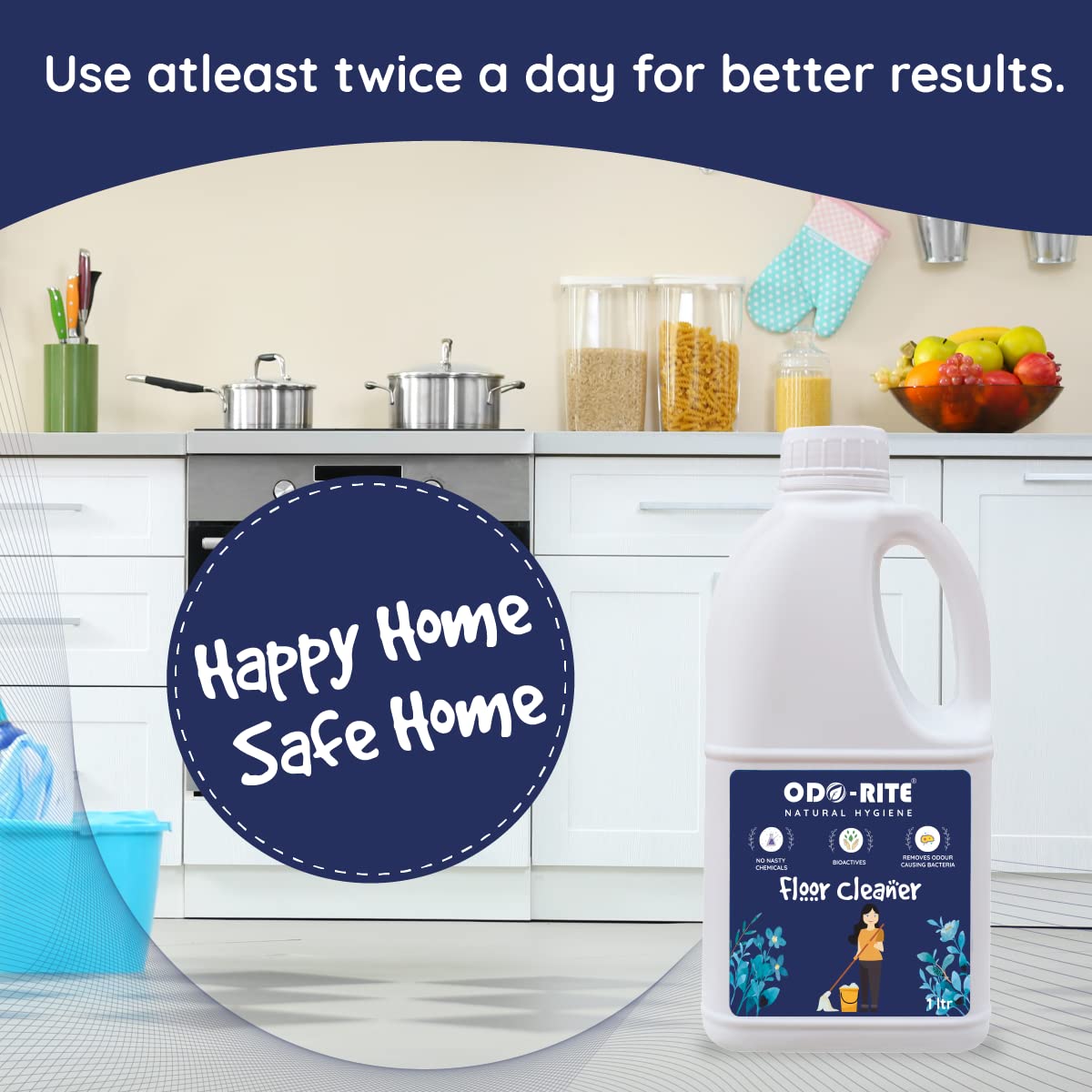 ODO-RITE natural floor cleaner (1 Ltr) works on all surfaces Bio technological based chemical free Child and pet safe floor cleaner (1 Litre) (1 Litre)