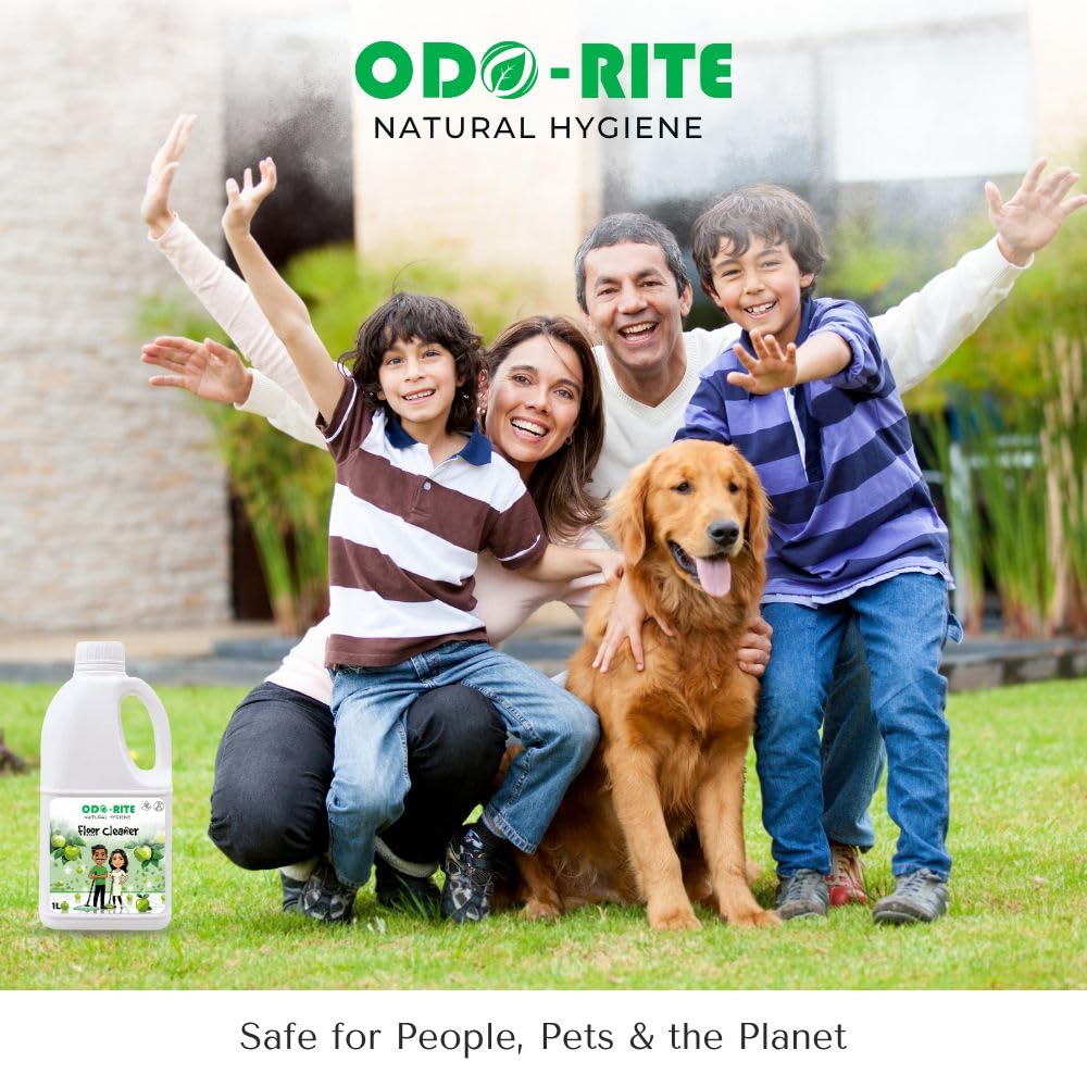 ODO-RITE natural Floor Cleaner -1 Litre | Works on all surfaces | Bio-Technological Based | Chemical Free | Child and Pet Safe Floor Cleaner | Fragrance Green Apple