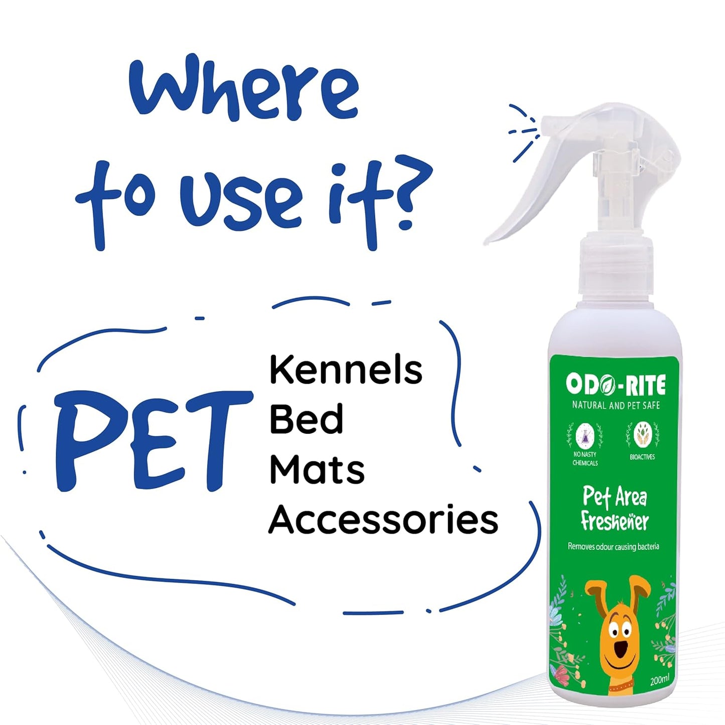 ODO-RITE Pet Area Freshener- 200Ml | Pet Odour Remover | Pet Safe & Child Safe | Bio Technological Based | Skin Safe | Urine Smell Remover | Can Be Used On All Surface, Aerosol