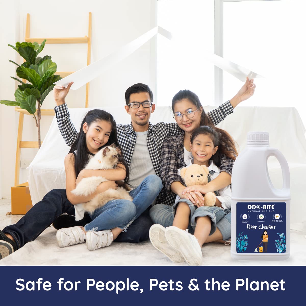 ODO-RITE natural floor cleaner (1 Ltr) works on all surfaces Bio technological based chemical free Child and pet safe floor cleaner (1 Litre) (1 Litre)