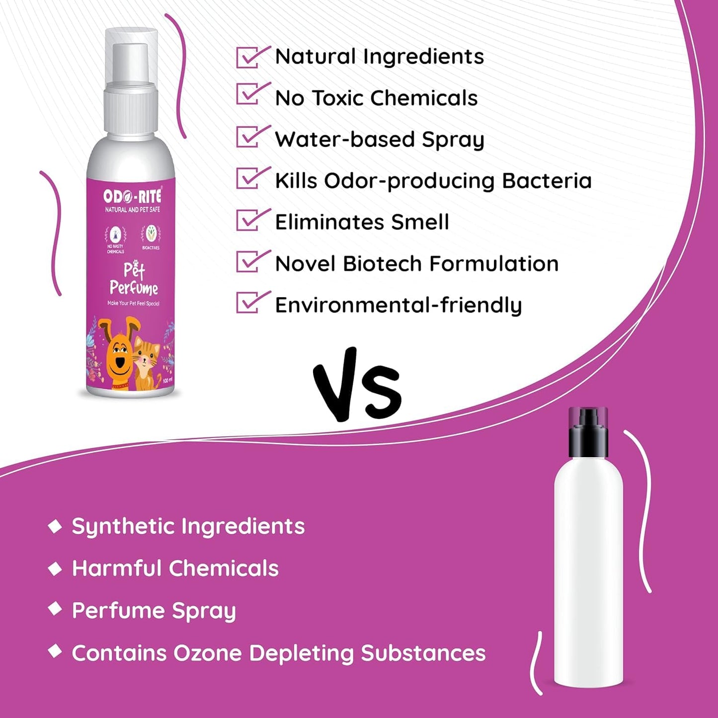 ODO-RITE PET Perfume 200ML / pet safe/For Dogs & Cats/skin safe/Bio-Technological/Natural & safe/Starts working in 30 seconds. (200 ml (Pack of 1)