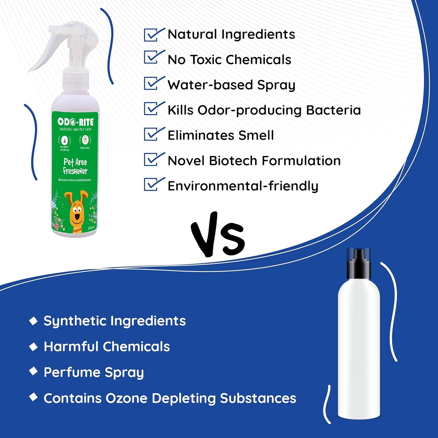 ODO-RITE Pet Area Freshener- 200Ml | Pet Odour Remover | Pet Safe & Child Safe | Bio Technological Based | Skin Safe | Urine Smell Remover | Can Be Used On All Surface, Aerosol