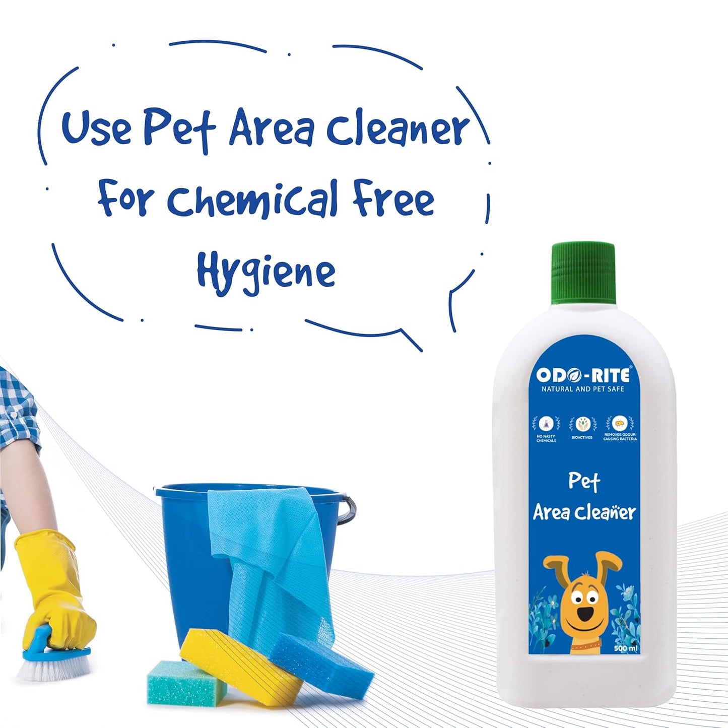 ODO-RITE Combo Pack Kennel Wash/Pet Floor Cleaner with Odour Neutralizer (500ml) with Pet Area Freshener Odour Remover (200ml) | Pack of 2