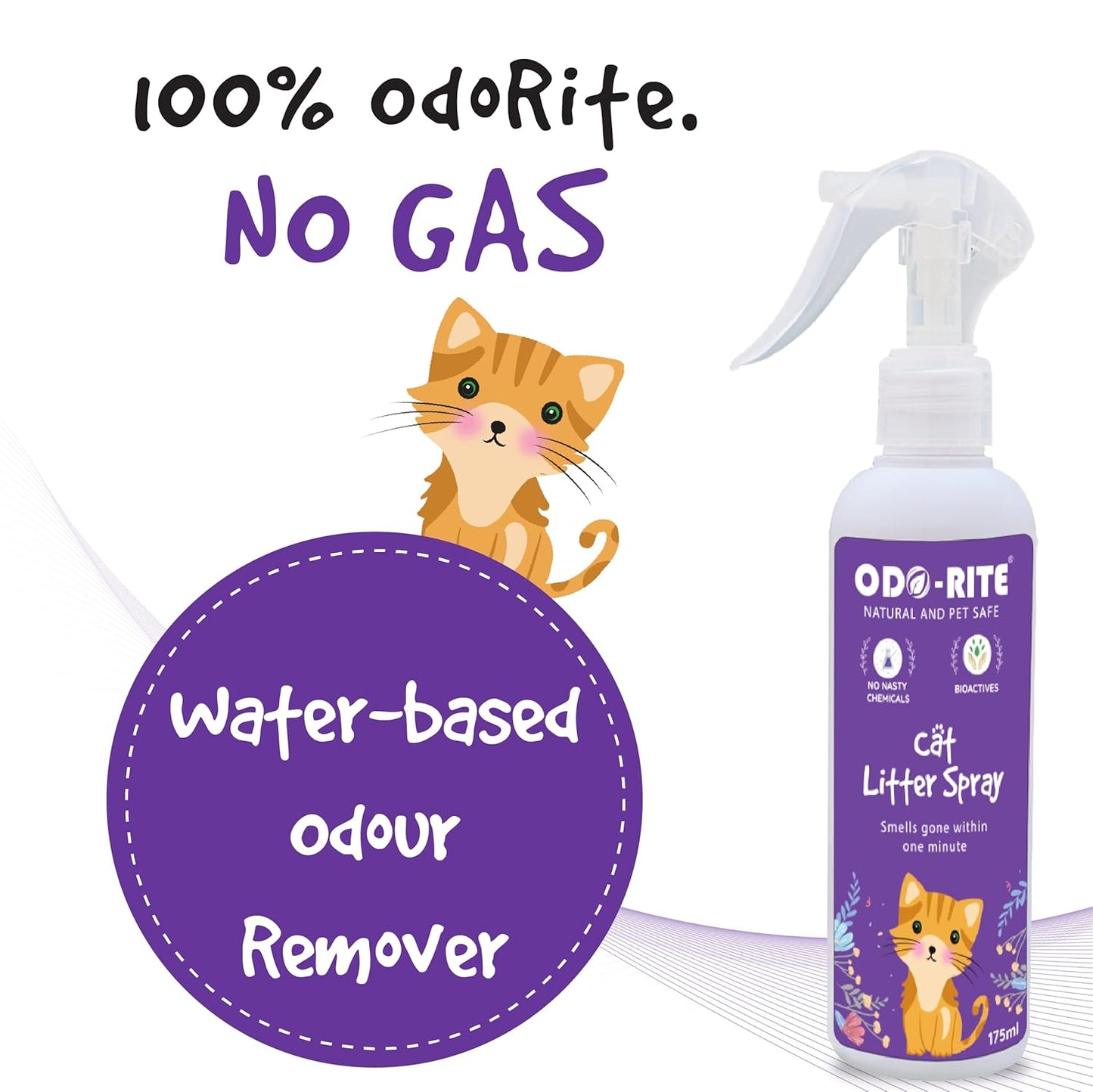 ODO-RITE Cat Litter Spray, Odour Eliminator (175 ml) Removes Smell from Litter Box,Silky Fresh
