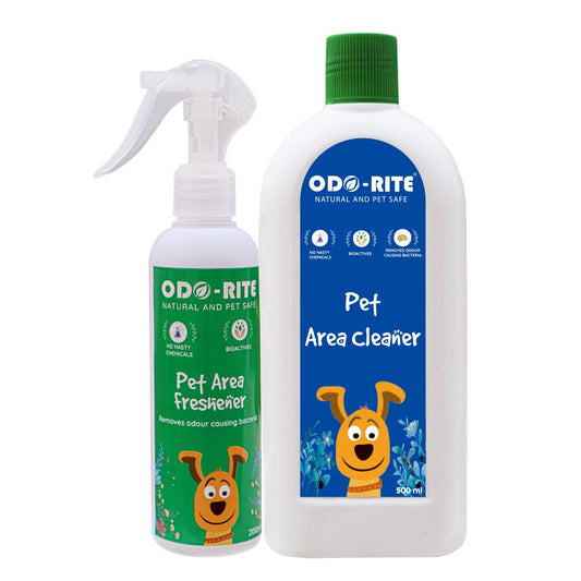 ODO-RITE Combo Pack Kennel Wash/Pet Floor Cleaner with Odour Neutralizer (500ml) with Pet Area Freshener Odour Remover (200ml) | Pack of 2