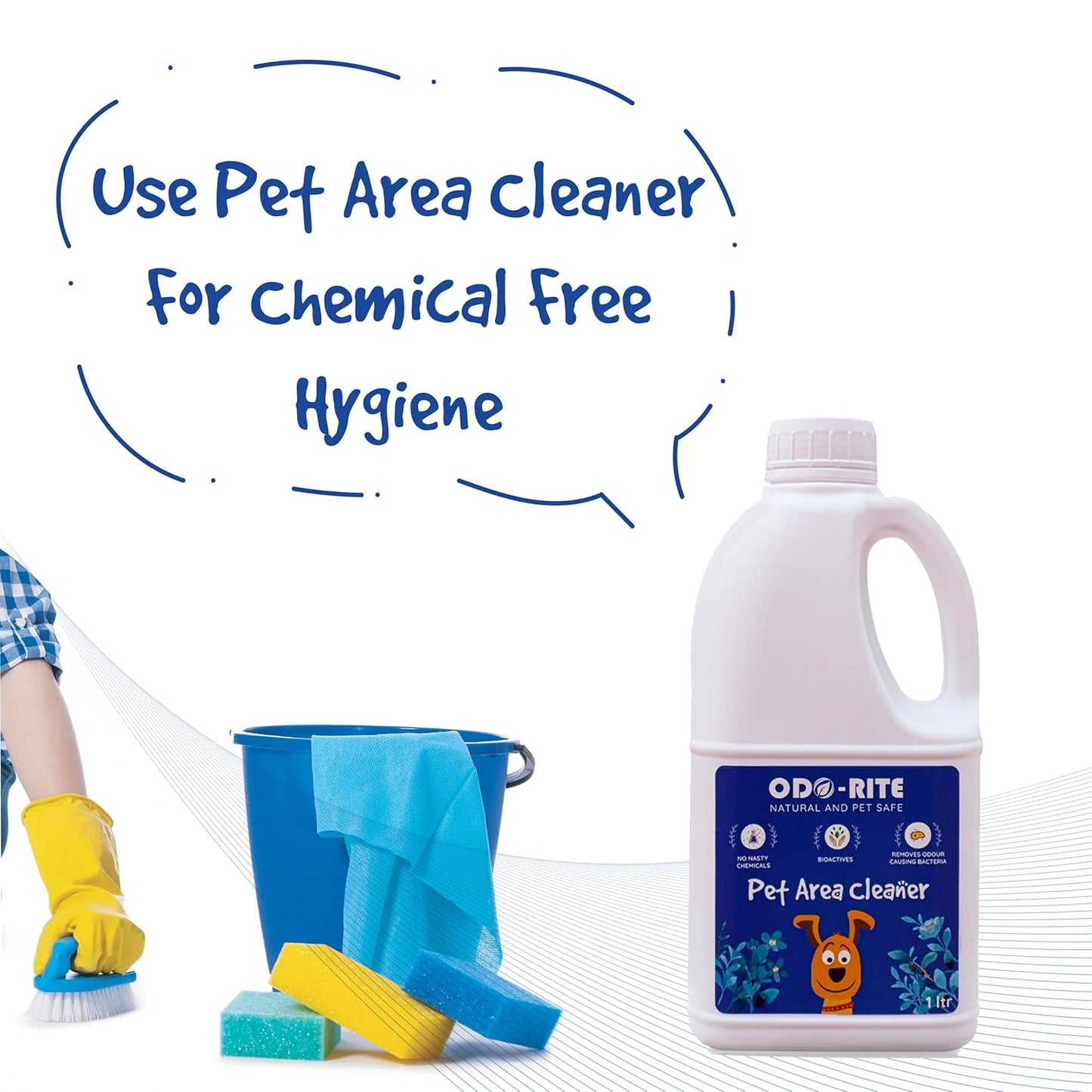 ODO-RITE Combo Pack Pet Area Freshener 200 ml Spray + Pet Area Cleaner 1000 ml | Stain and Odour Remover 100% Natural